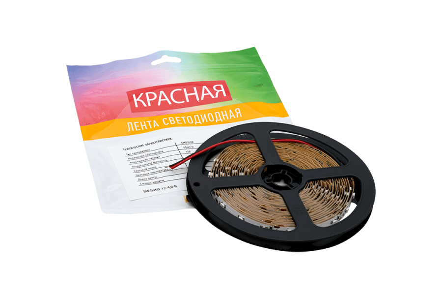Лента светодиодная SWG SWG360, IP20, красный