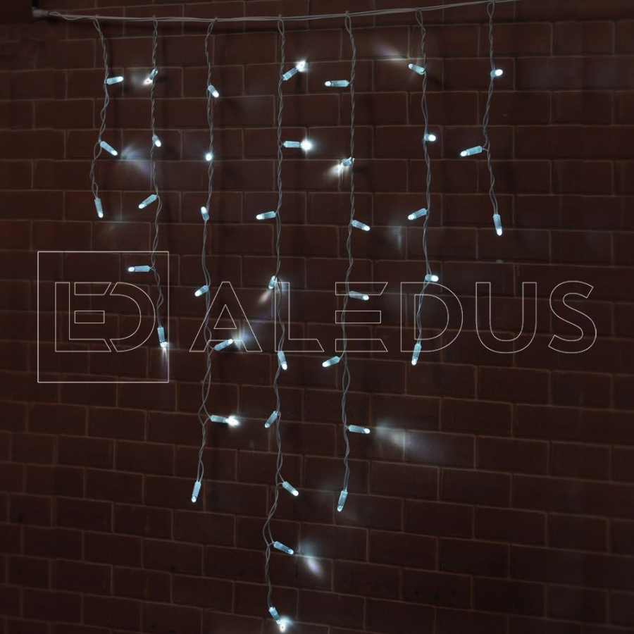 Бахрома (Айсикл) ALEDUS, 220 В, 3x0.9 м, IP65, белый провод, белый, без мерцания, 144 светодиода