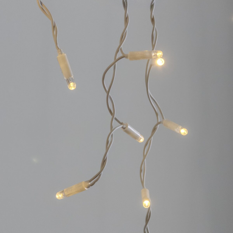 Гирлянда Бахрома 3,1 x 0,5 м Тепло-Белая 220В, 120 LED, Провод Белый Каучук 2,3мм, IP65