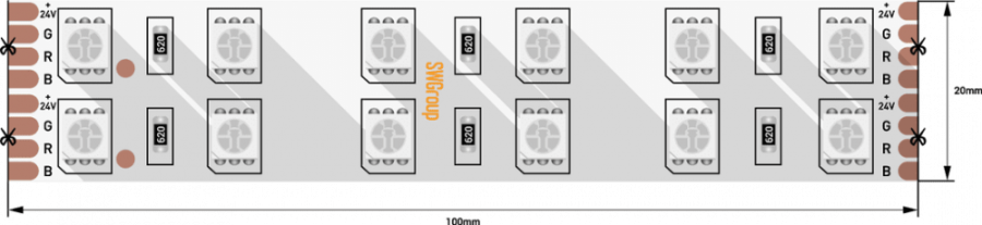 Лента светодиодная SWG SWG5120, 28,8 Вт/м, 24В, IP20, RGB
