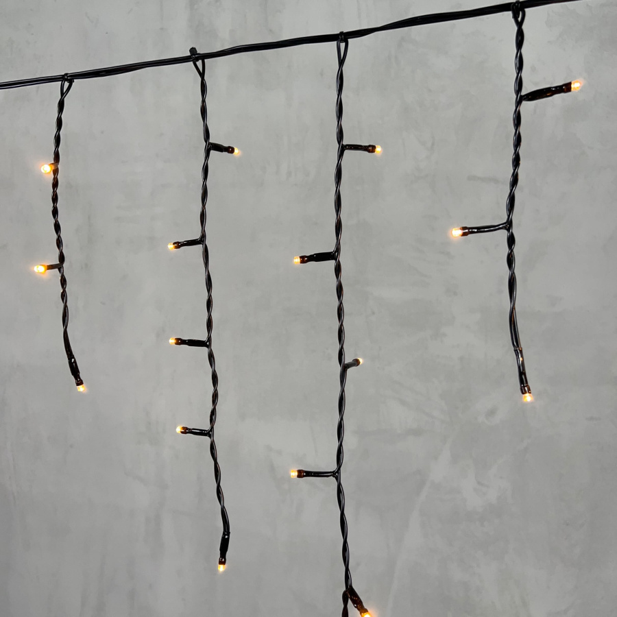 Гирлянда Бахрома 3,1 x 0,5 м Экстра Тепло-Белая 220В, 150 LED, Провод Черный ПВХ, IP54