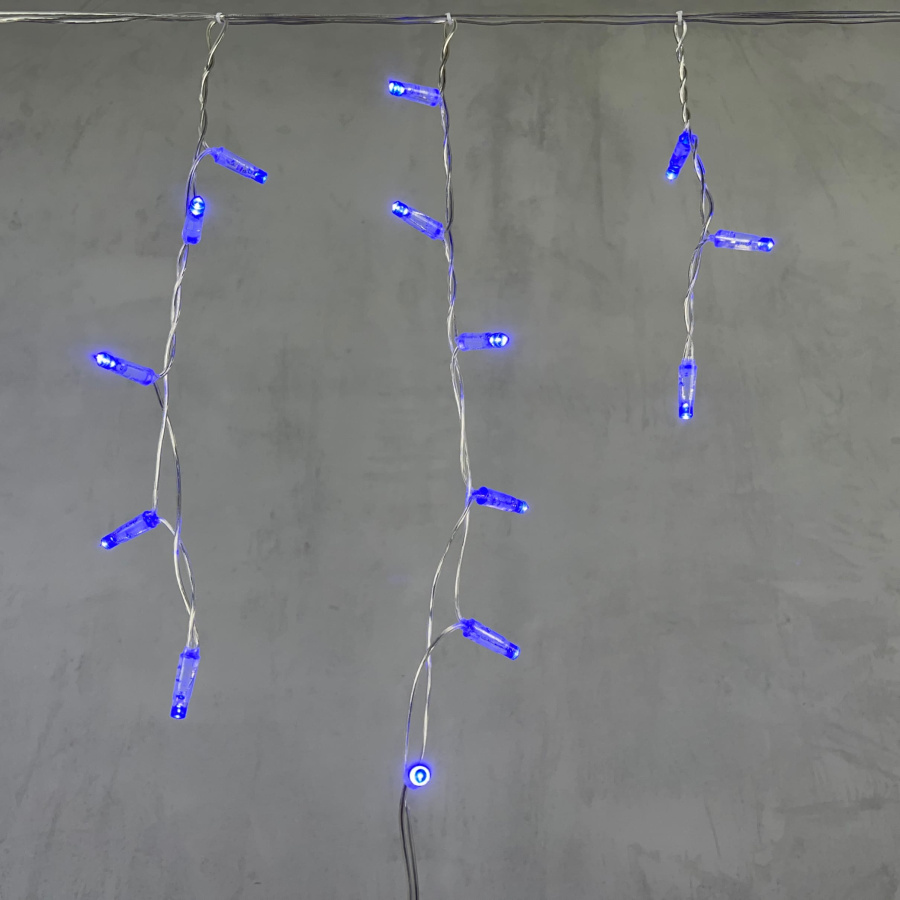 Гирлянда Бахрома с Колпачком 3,1 x 0,5 м Синяя 220В, 120 LED, Провод Прозрачный ПВХ, IP65