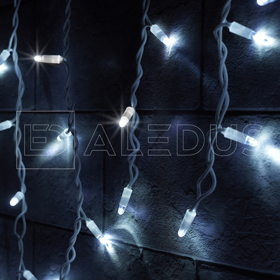 Бахрома (Айсикл) ALEDUS, 220 В, 3x0.5 м, белый провод, резина, белый, с мерцанием