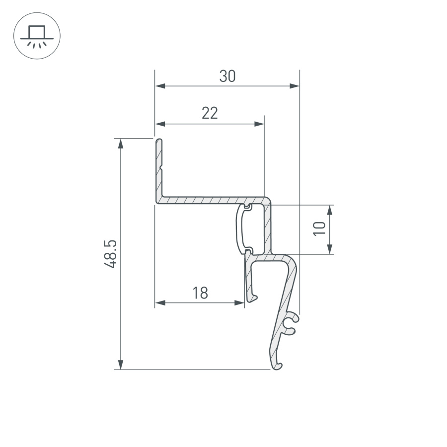 Профиль STRETCH-SHADOW-2000 WHITE (A2-CONTOUR-PRO) (Arlight, Алюминий)