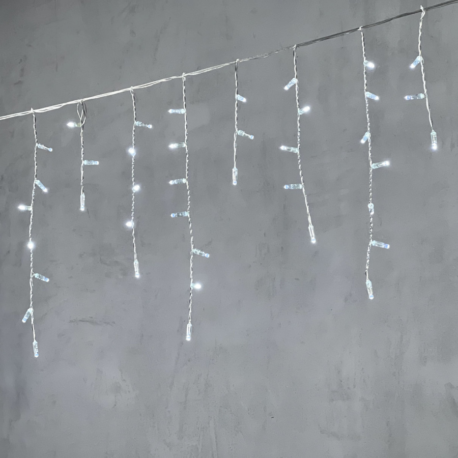 Гирлянда Бахрома с Колпачком 3,1 x 0,5 м Белая 220В, 120 LED, Провод Прозрачный ПВХ, IP65