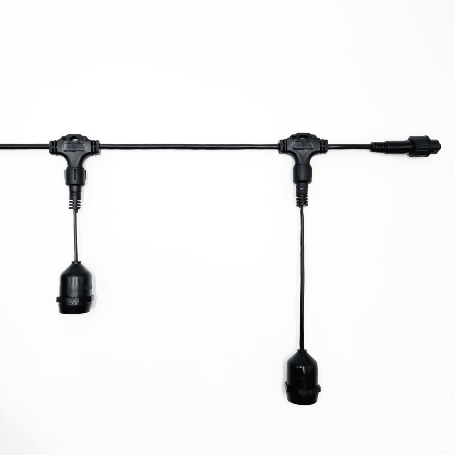 Белт-Лайт UNIBELT 10м, Провод Черный Каучук, Шаг 100 см, 10 Подвесных Патронов, IP65