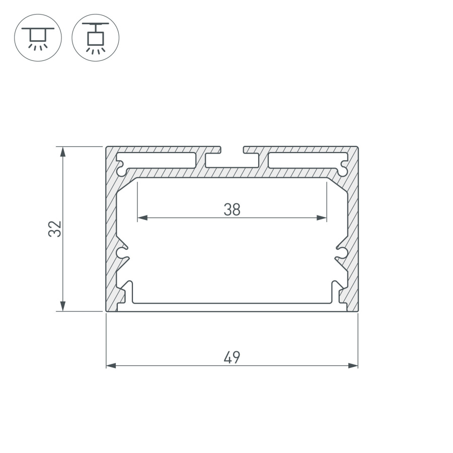 Профиль с экраном SL-LINE-4932-2500 ANOD+OPAL (Arlight, Алюминий)