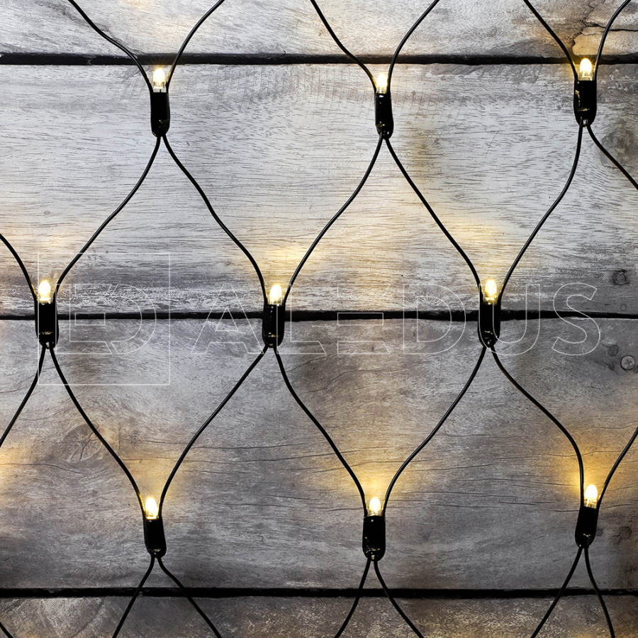 Светодиодная сеть ALEDUS 2х2 м, черный провод, ПВХ, теплый белый, без мерцания