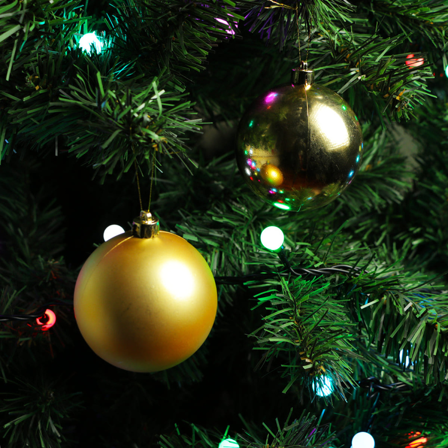 Набор Елочных Шаров 6 шт Светло-Золотые, Ø8 см