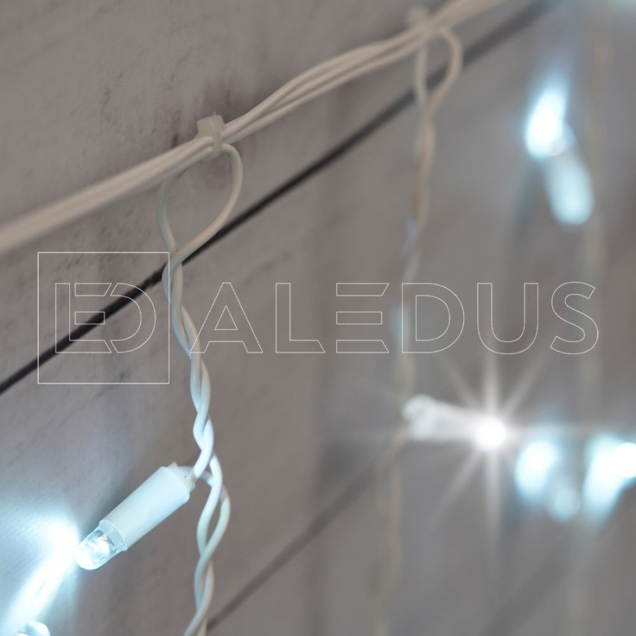 Бахрома (Айсикл) ALEDUS, 220 В, 3x0.9 м, IP65, белый провод, белый, с мерцанием