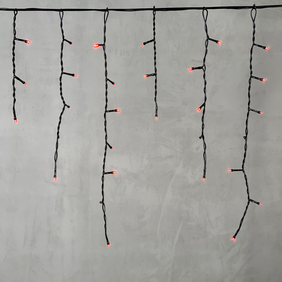 Гирлянда Бахрома 3,1 x 0,5 м Красная 220В, 150 LED, Провод Черный ПВХ, IP54