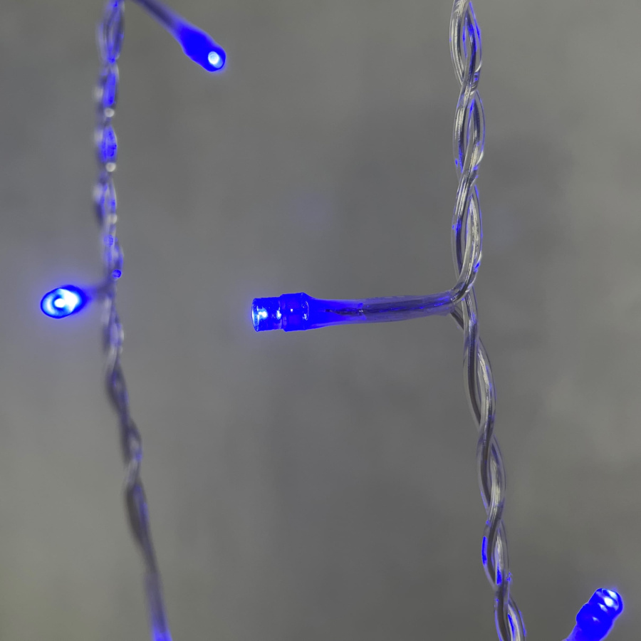 Гирлянда Бахрома 3,1 x 0,5 м Синяя 220В, 150 LED, Провод Прозрачный ПВХ, IP54
