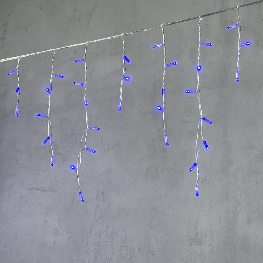 Гирлянда Бахрома с Колпачком 3,1 x 0,5 м Синяя 220В, 120 LED, Провод Прозрачный ПВХ, IP65