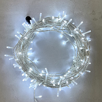 Гирлянда Нить 20м Белая 24В, 200 LED, Провод Прозрачный Силикон, IP65