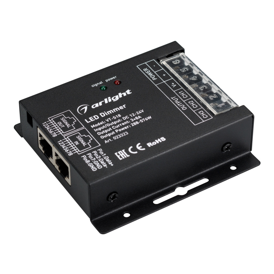 Диммер VT-S18-3x8A (12-24V, ПДУ Стик 12кн, RF) (Arlight, IP40 Металл, 3 года)
