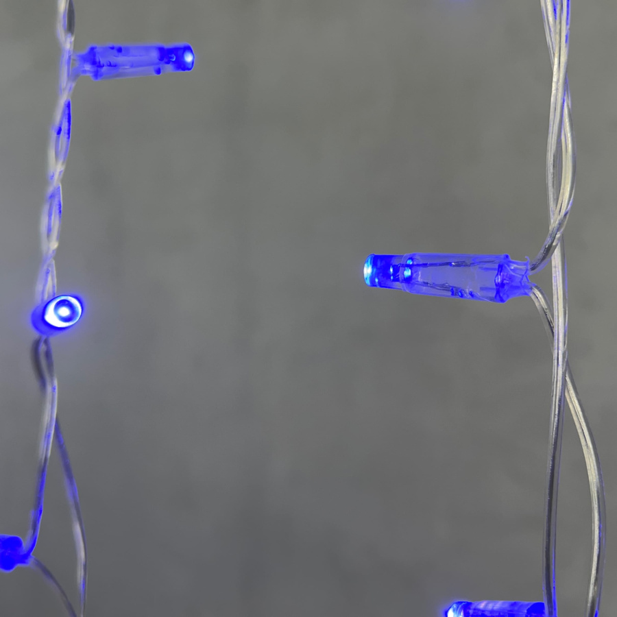 Гирлянда Бахрома с Колпачком 3,1 x 0,5 м Синяя 220В, 120 LED, Провод Прозрачный ПВХ, IP65