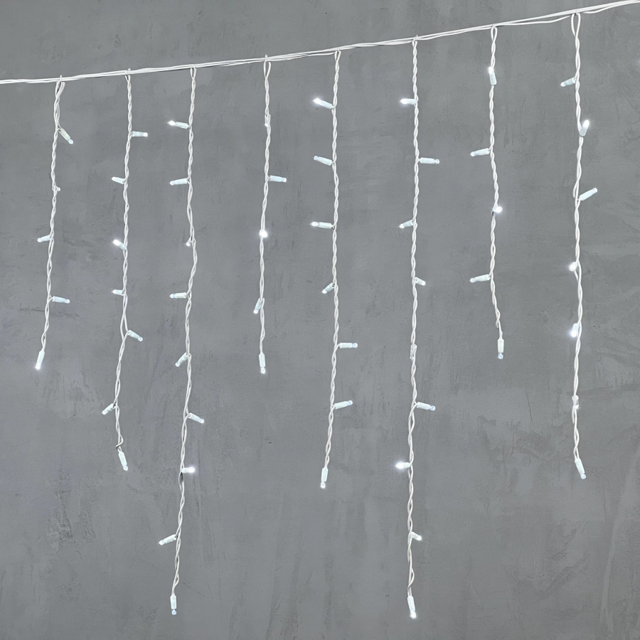 Гирлянда Бахрома 3,2 x 0,9 м Белая 220В, 168 LED, Провод Белый Каучук, IP65