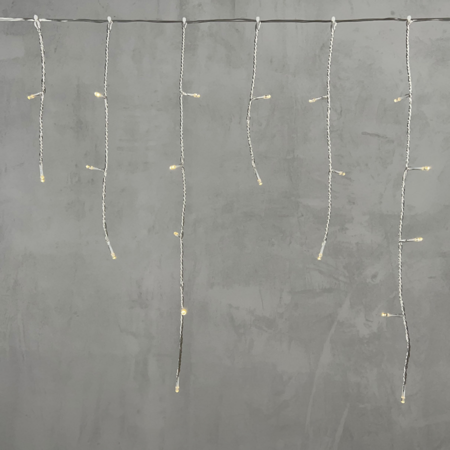 Гирлянда Бахрома на Батарейках 3 x 0,5 м Шампань, 100 LED, Провод Прозрачный Силикон, IP65