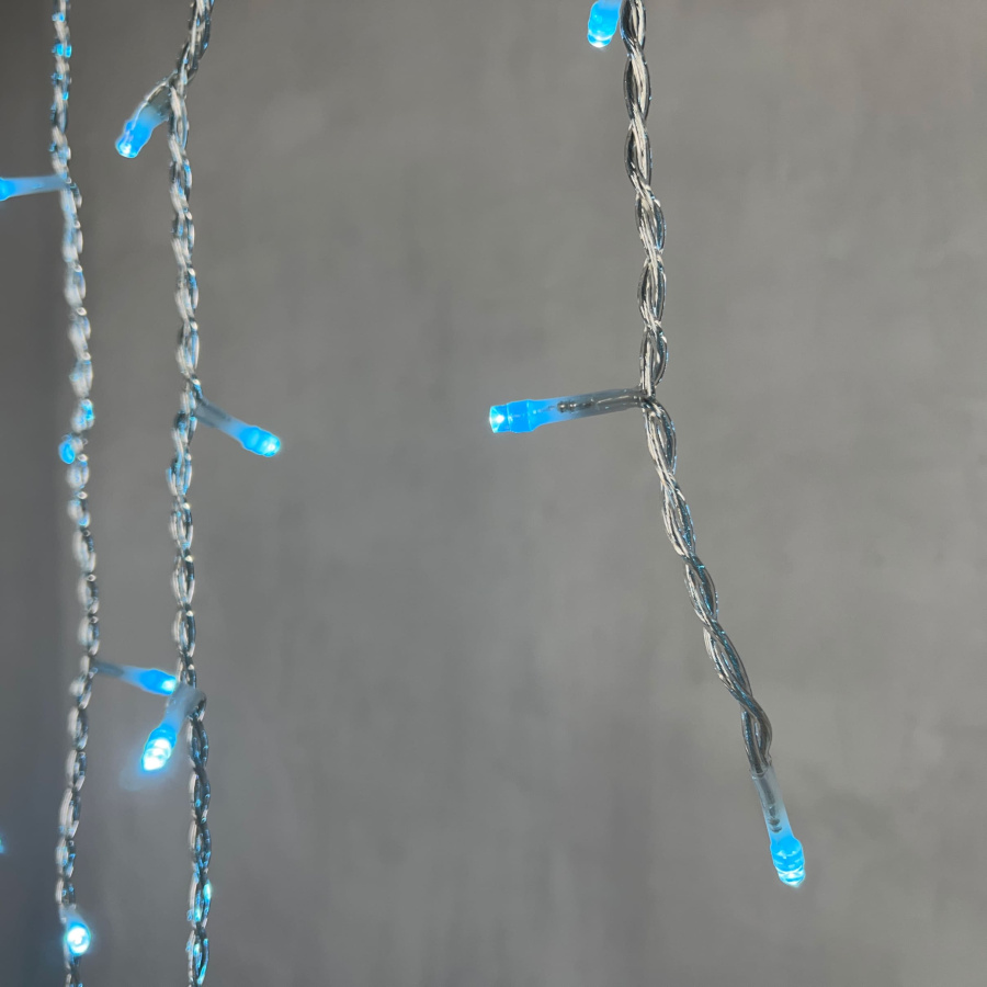 Гирлянда Бахрома 5 x 0,9 м Небесно-Голубая 220В, 348 LED, Провод Прозрачный Силикон, IP65