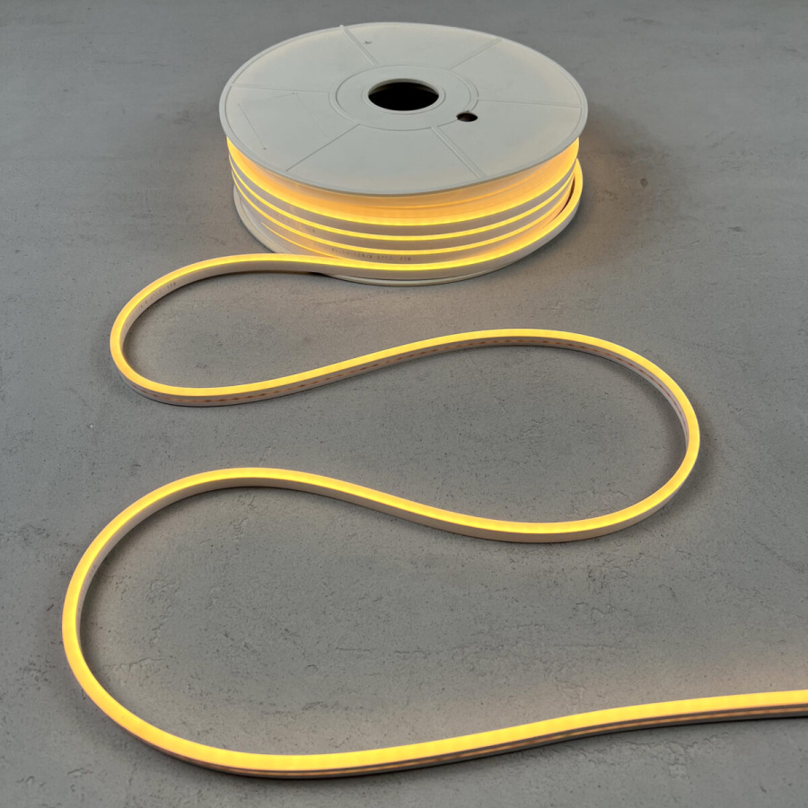 Односторонний Гибкий Неон 8х16мм Тепло-Белый 12В, IP65