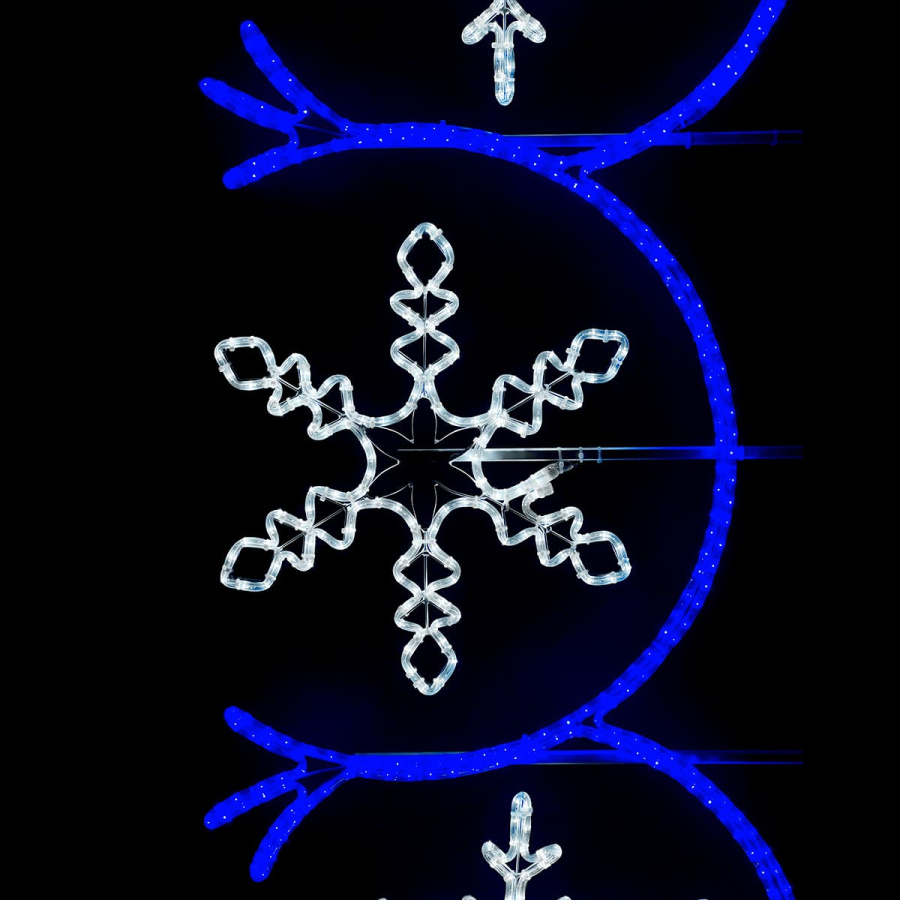 Светодиодная Консоль «Три снежинки» 80 х 250 см, Белая, 220В