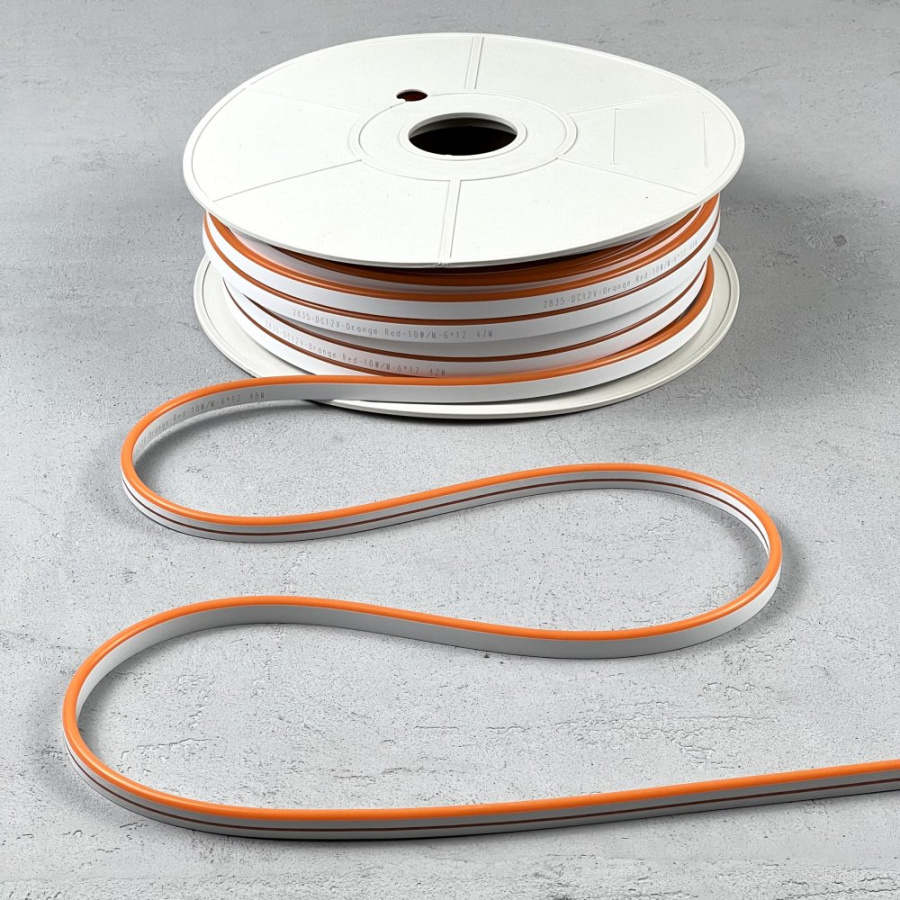 Односторонний Гибкий Неон 8х16мм Оранжевый 12В, IP65