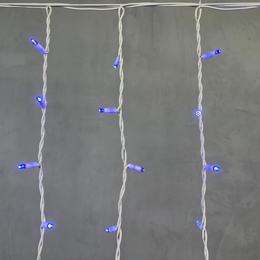 Гирлянда Бахрома 3,2 х 0,9 м Синяя, 168 LED, Белый Провод Каучук, IP65