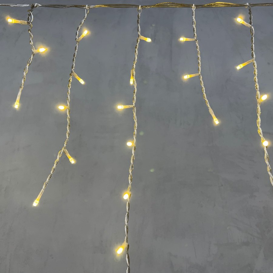 Гирлянда Бахрома 3 x 0,5 м Шампань 220В, 150 LED, Провод Прозрачный Силикон, IP65