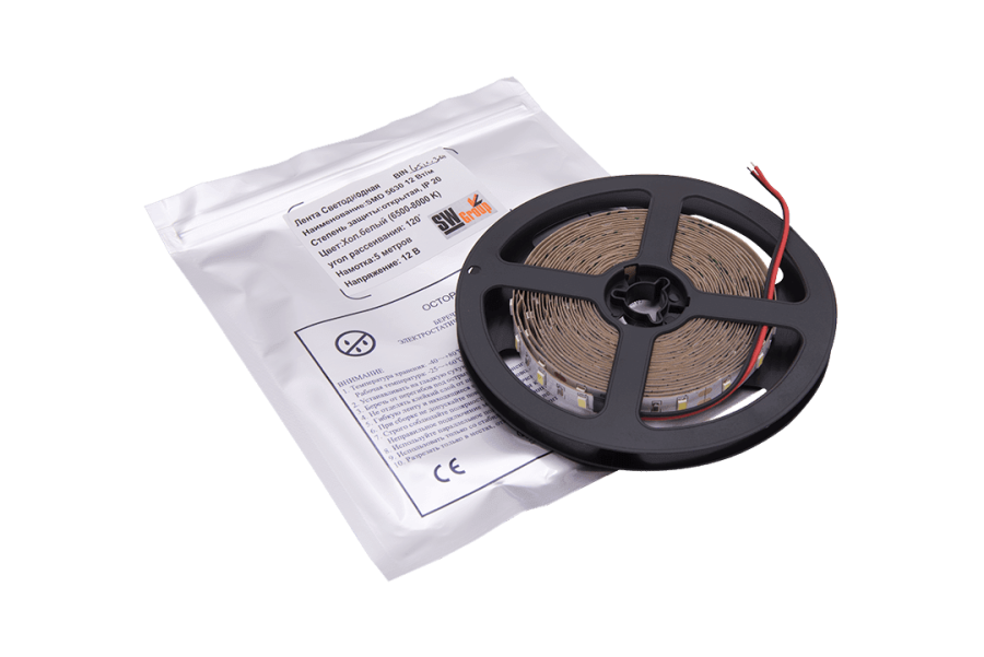 Лента светодиодная SWG SWG660, 12 Вт/м, 12В, IP20, холодный белый