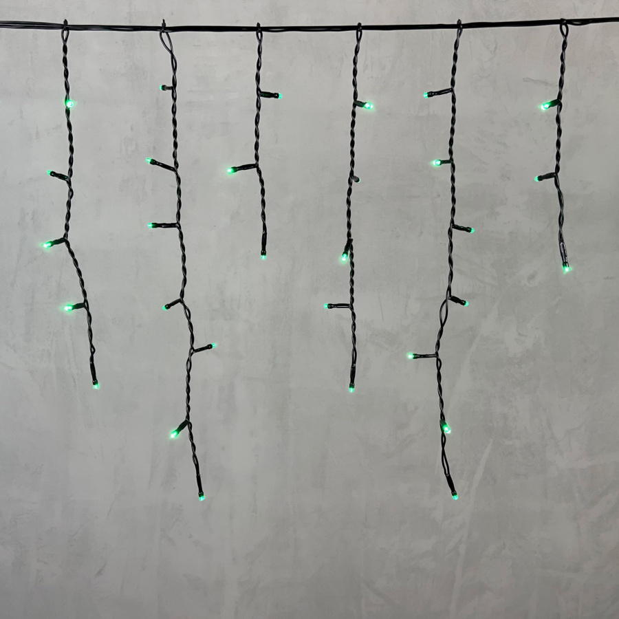 Гирлянда Бахрома 3,1 x 0,5 м Зеленая 220В, 150 LED, Провод Черный ПВХ, IP54