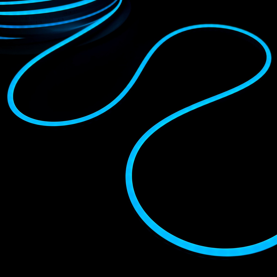 Односторонний Гибкий Неон 6х12мм Небесно-Голубой 12В, IP65