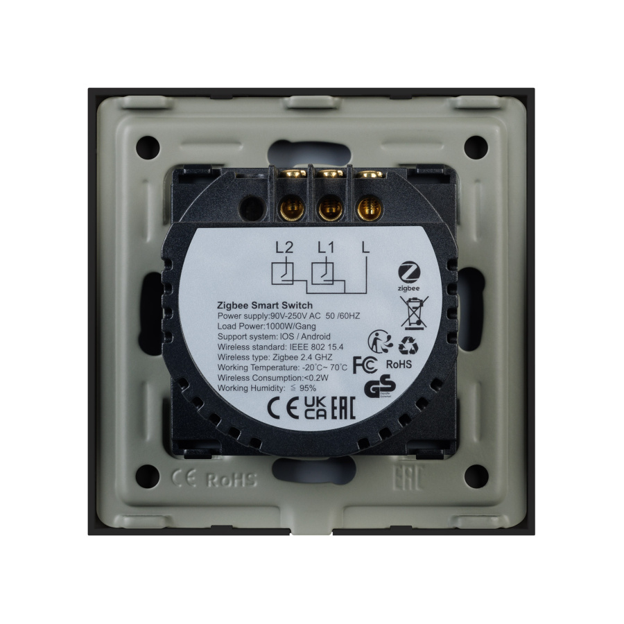 Выключатель сенсорный SWT-OMALI-S02-ZB-BK (250V, 10A, Zigbee) (Arlight, Стекло)