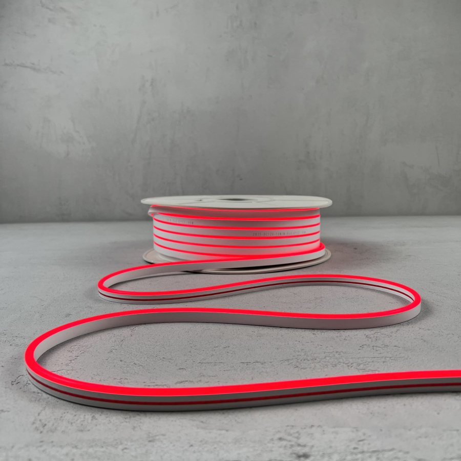 Односторонний Гибкий Неон 6х12мм Красный 12В, IP65