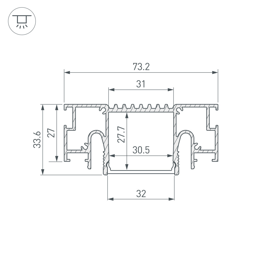 Профиль STRETCH-32-CEIL-CENTER-2000 WHITE (Arlight, Алюминий)