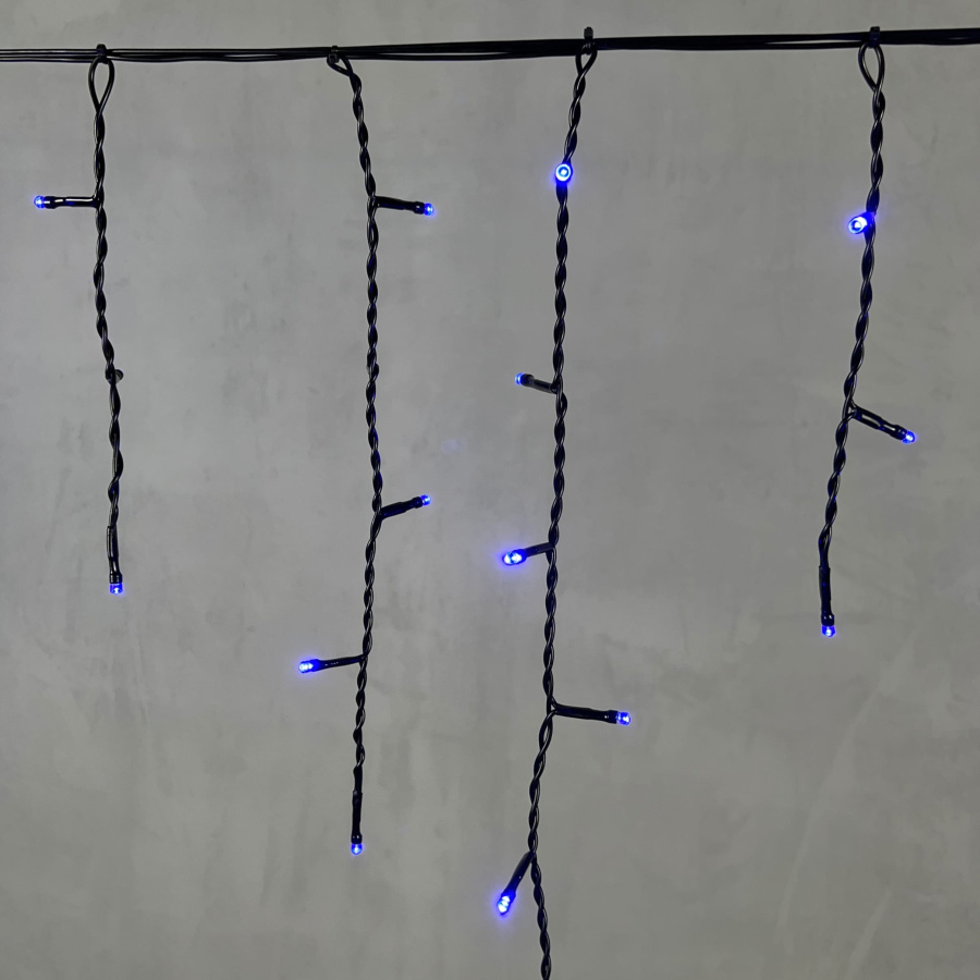 Гирлянда Бахрома 4,9 x 0,5 м Синяя 220В, 240 LED, Провод Черный ПВХ, IP54