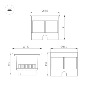 Светильник LTD-DAFNA-GROUND-R180-25W Warm3000 (SL, 20 deg, 230V) (Arlight, IP67 Металл, 5 лет)