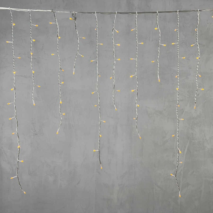 Гирлянда Бахрома 5 x 0,9 м Желтая 220В, 348 LED, Провод Прозрачный Силикон, IP65