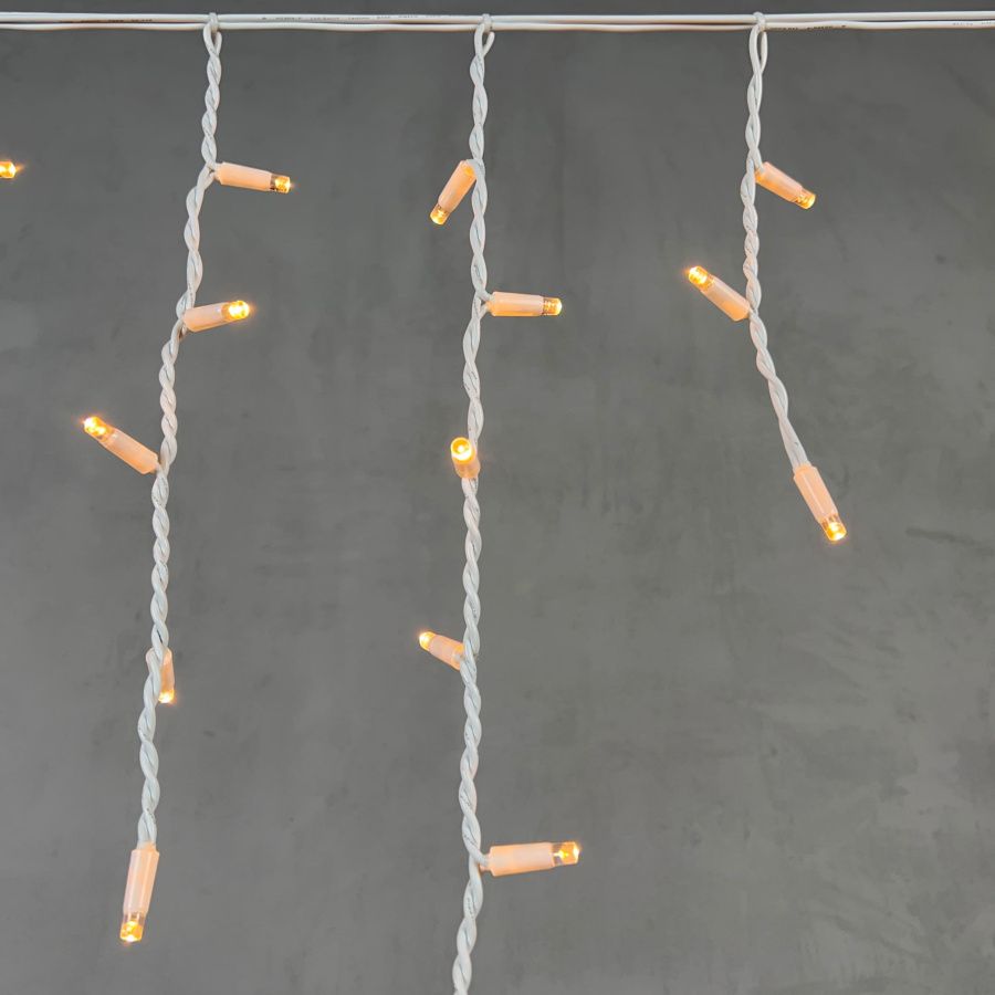 Гирлянда Бахрома 3,1 x 0,5 м Экстра Тепло-Белая 220В, 120 LED, Провод Белый Каучук, IP65