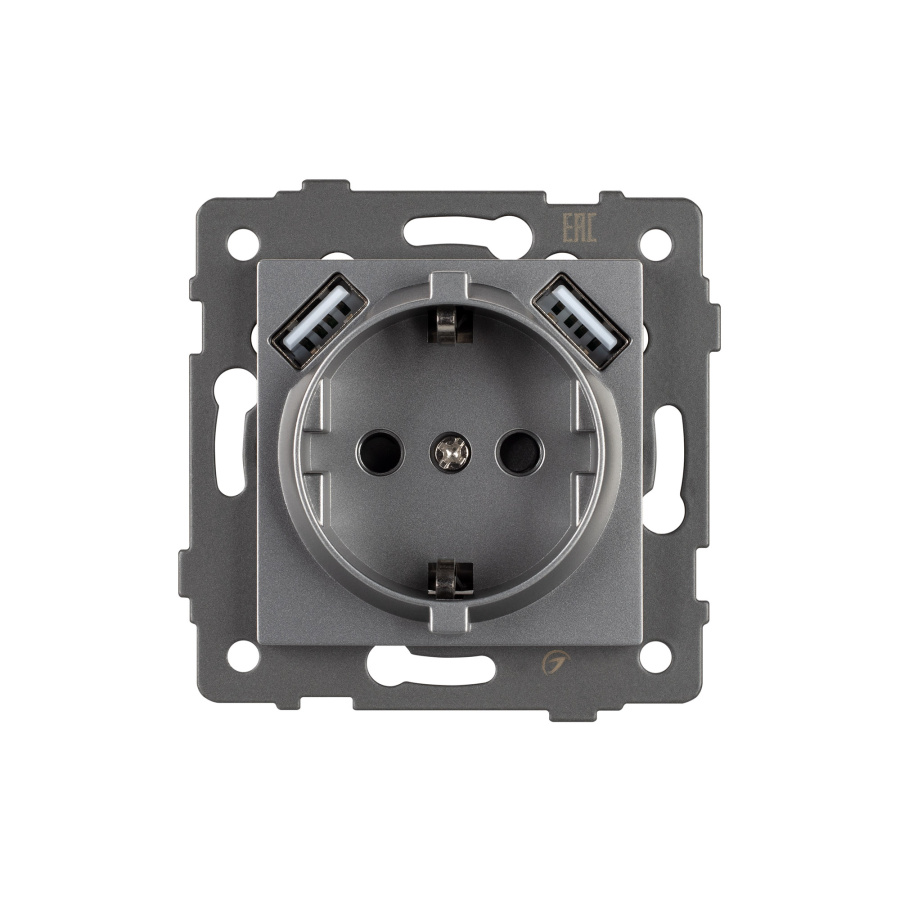 Механизм розетки с USB зарядкой SCT-MUAA-PL-GR-V (250V, 16A) (Arlight, -)