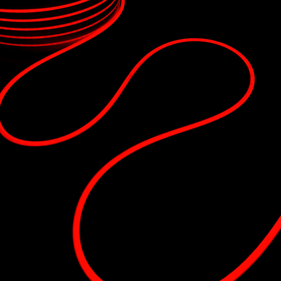 Односторонний Гибкий Неон 8х16мм Красный 12В, IP65