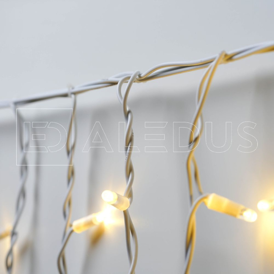 Бахрома (Айсикл) ALEDUS, 220 В, 3x0.5 м, белый провод, резина, теплый белый, с мерцанием