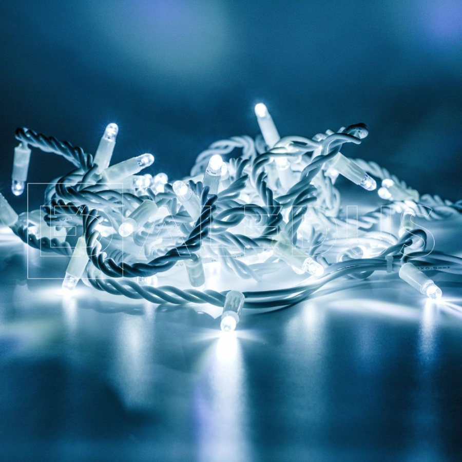 Гирлянда (Нить) ALEDUS, 220 В, 10 м, белый провод, резина, белый, с мерцанием