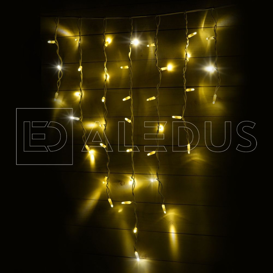 Бахрома (Айсикл) ALEDUS, 220 В, 3x0.9 м, белый провод, резина, теплый белый, с мерцанием