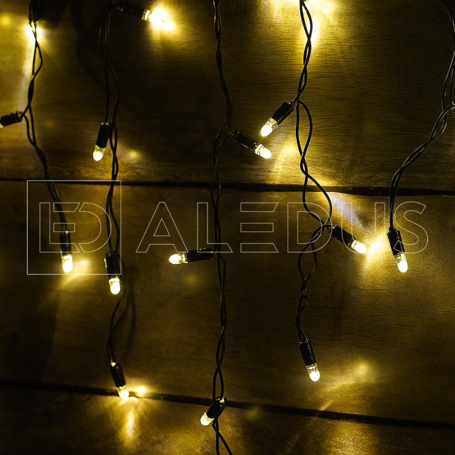 Бахрома (Айсикл) ALEDUS, 220 В, 3x0.5 м, IP65, черный провод, теплый белый, без мерцания, 114 светодиодов