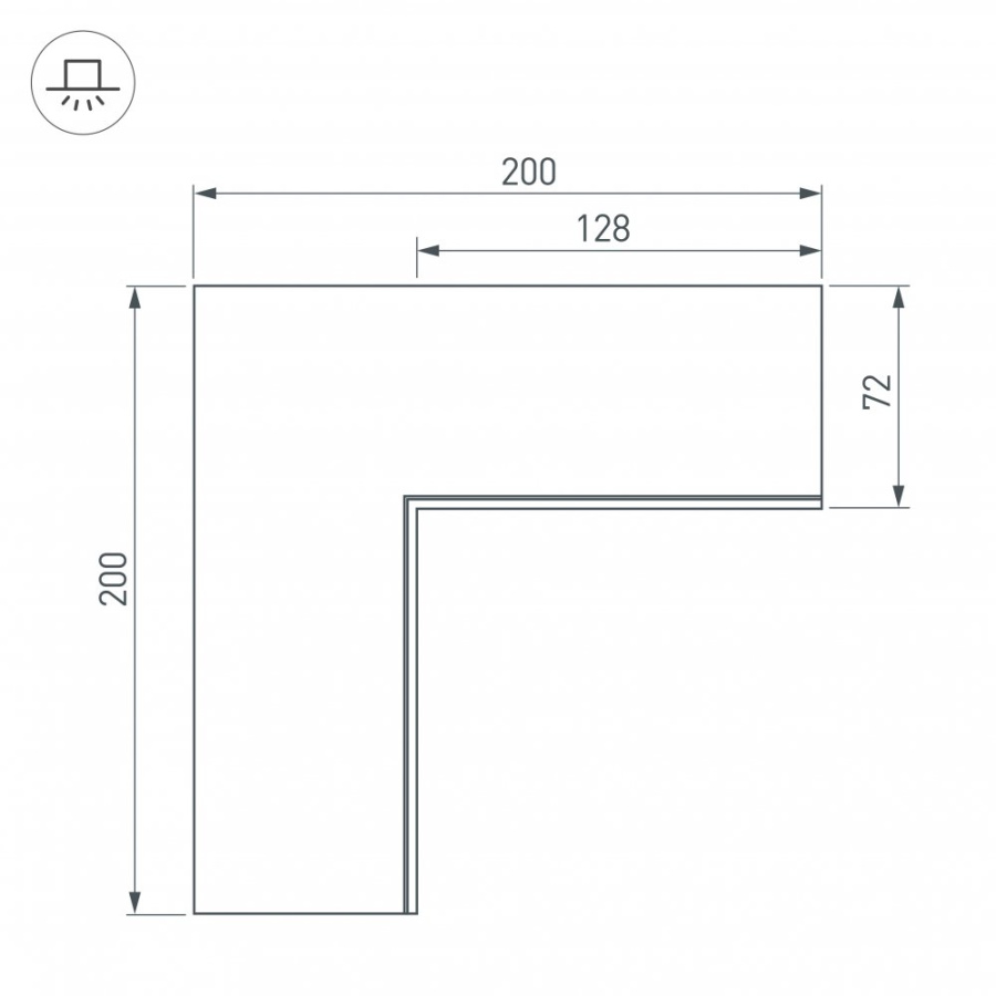 Угол SL-LINIA55-FANTOM внутренний (Arlight, Металл)