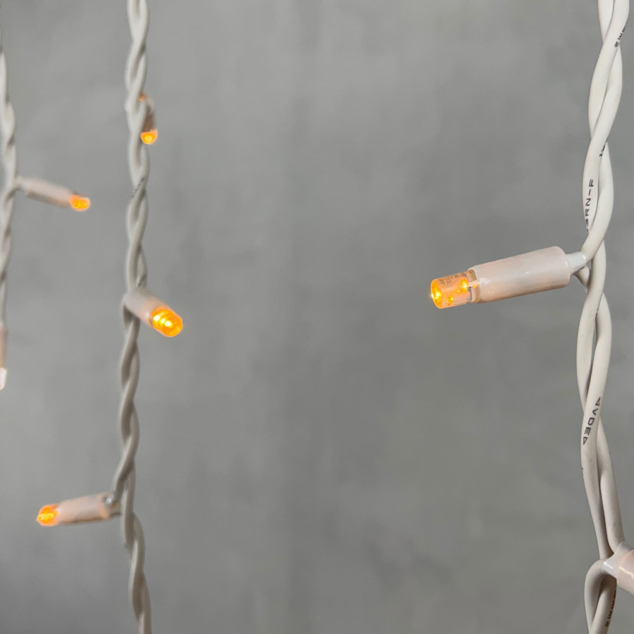 Гирлянда Бахрома 3,1 x 0,5 м Желтая 220В, 120 LED, Провод Белый Каучук, IP65