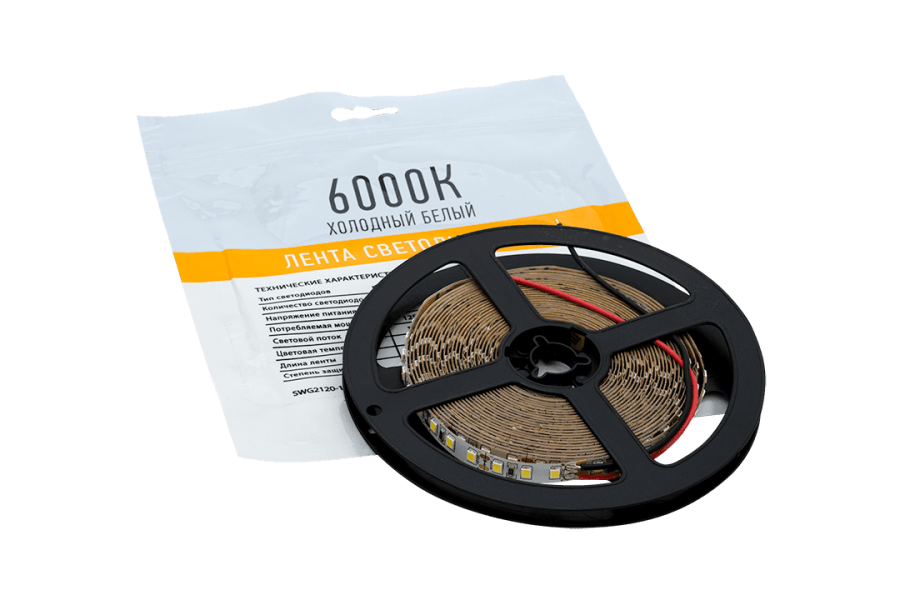 Лента светодиодная SWG SWG2120, 12 Вт/м, 12В, IP20, холодный белый
