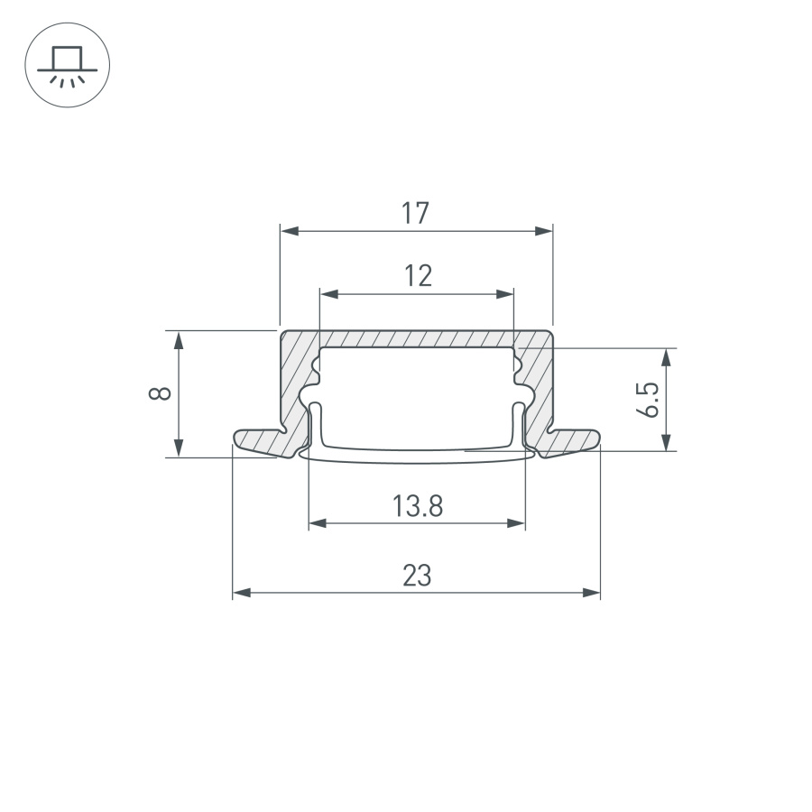 Профиль LINE-2308-F-2000 ANOD GOLD (Arlight, Алюминий)