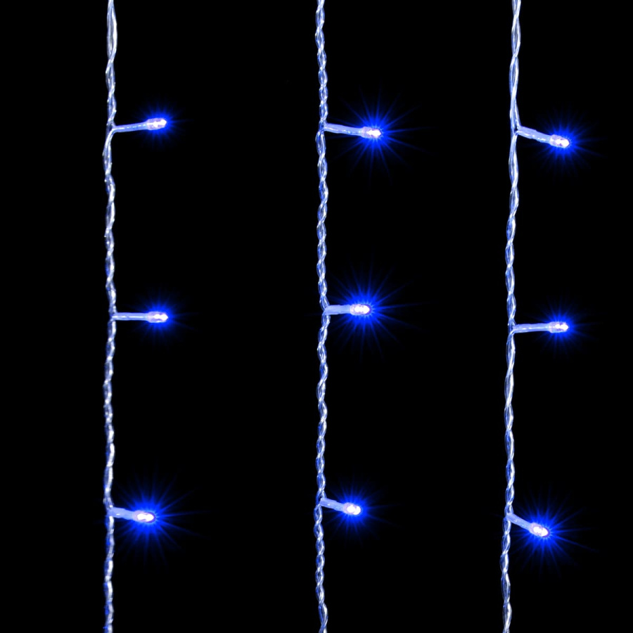 Гирлянда Занавес 2 x 3 м Синий 220В, 600 LED, Провод Прозрачный ПВХ, IP54