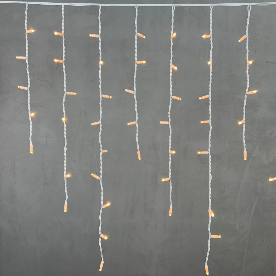 Гирлянда Бахрома 3,2 x 0,9 м Экстра Тепло-Белая 220В, 168 LED, Провод Белый Каучук, IP65